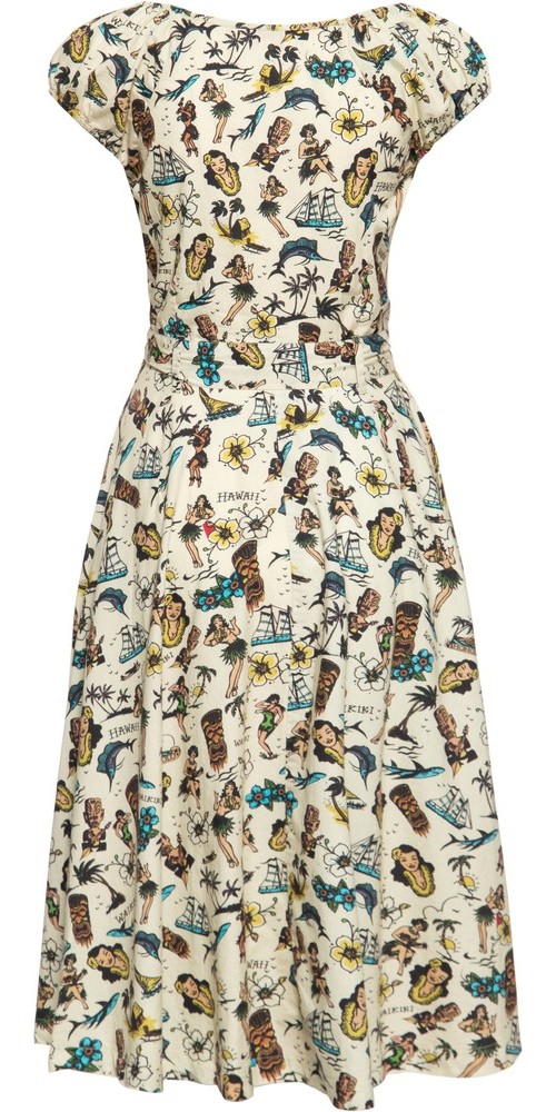 QueenKerosinDamenSwingKleidEcru