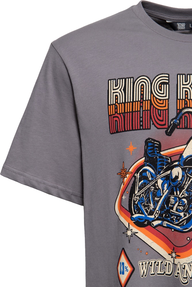 KingKerosinT-ShirtClassicWildAndFreeKKU41068SteelGrey-S