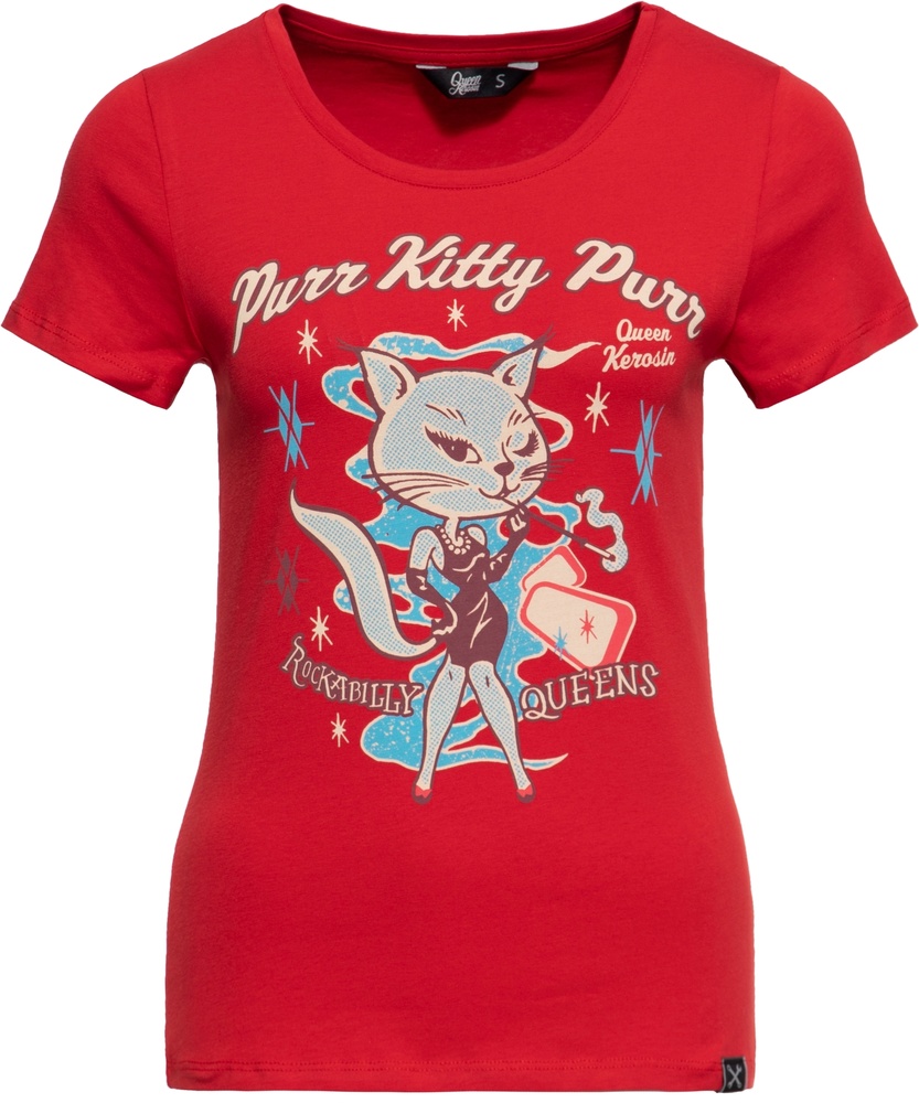 QueenKerosinDamenPrintT-ShirtPurrKityPurrQKI31004Red-XS