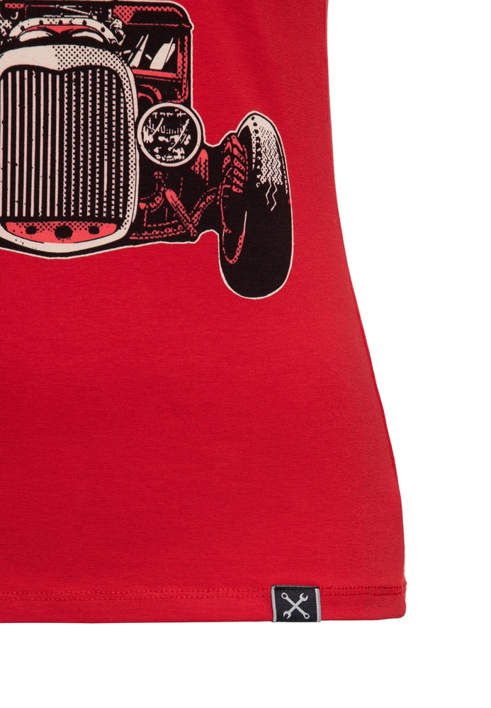 QueenKerosinDamenPrintT-ShirtBuiltItUpQKI31001Red-XS