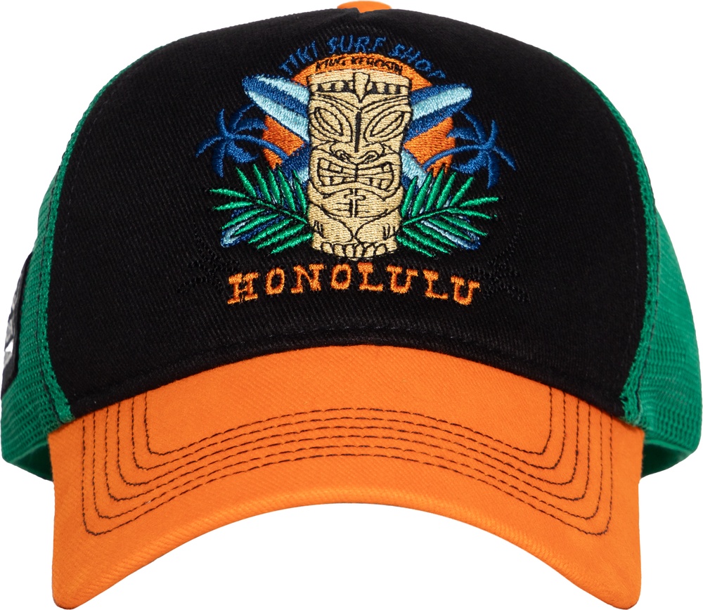 KingKerosinVintageTruckerCapHonoluluKKU4C009BlackOrange