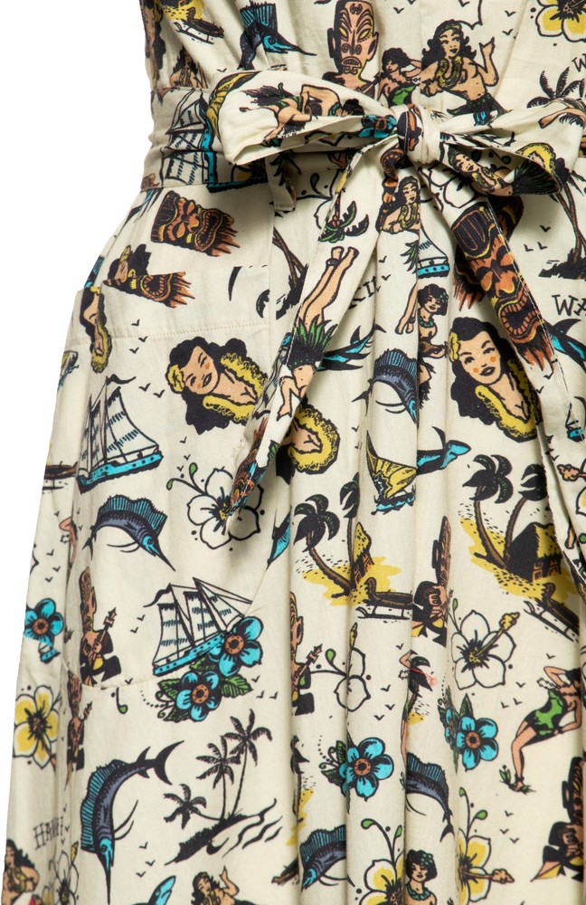 QueenKerosinDamenSwingKleidEcru