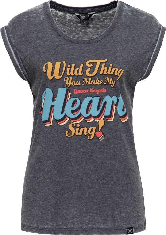 QueenKerosinDamenEnzymwashT-ShirtWildThingQKI41012