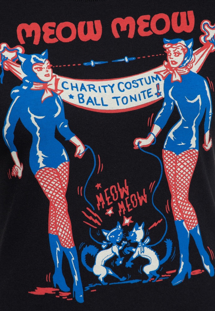 QueenKerosinDamenBasicT-ShirtMeowMeowQKU41015