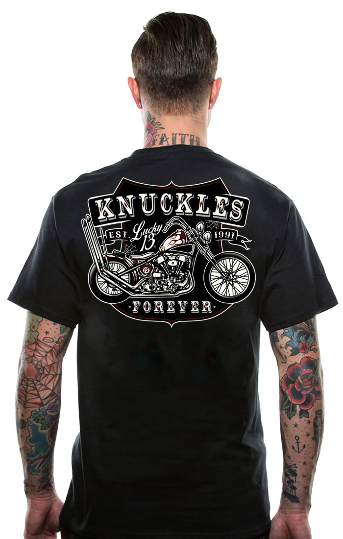 Lucky13T-ShirtKnucklesBlack