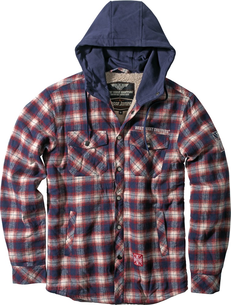 WCCWestCoastChoppersFlannelJacketSherpaLined-NavyRed