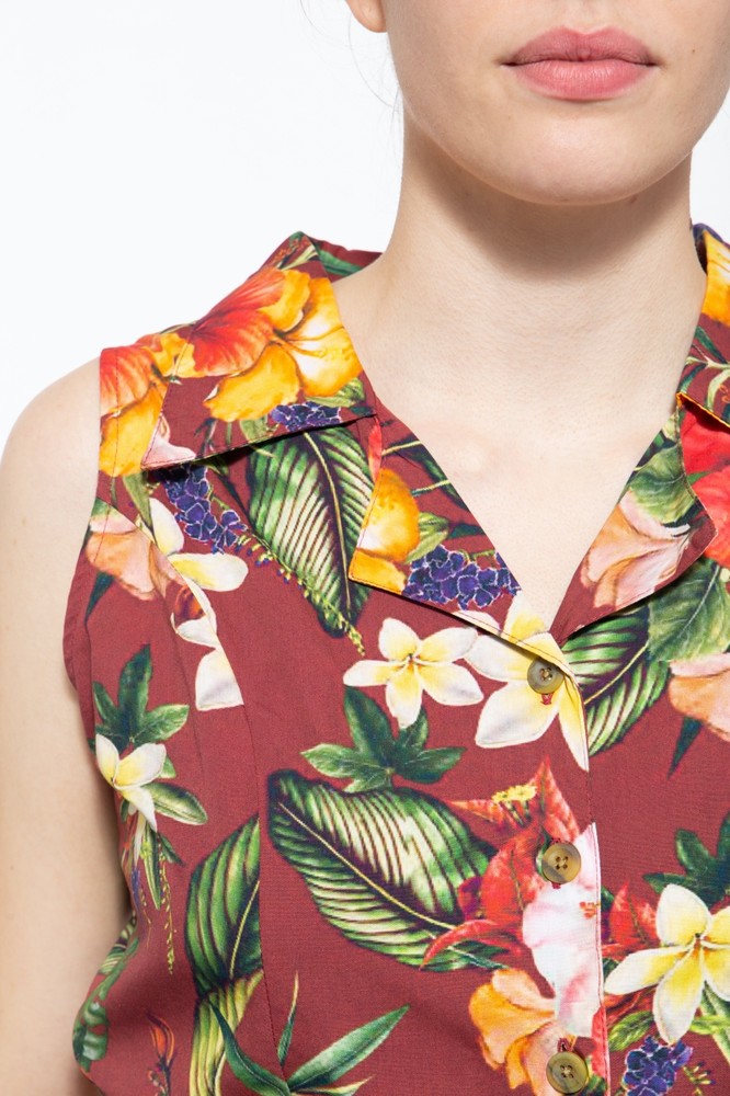 QueenKerosinVintageJumpsuitmittropischemAll-Over-MusterQK4201719146Bordeaux