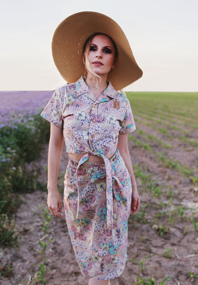 QueenKerosinBleistiftrockmithawaiianischemAll-Over-MusterundWickeloptikQK4200721176Coral