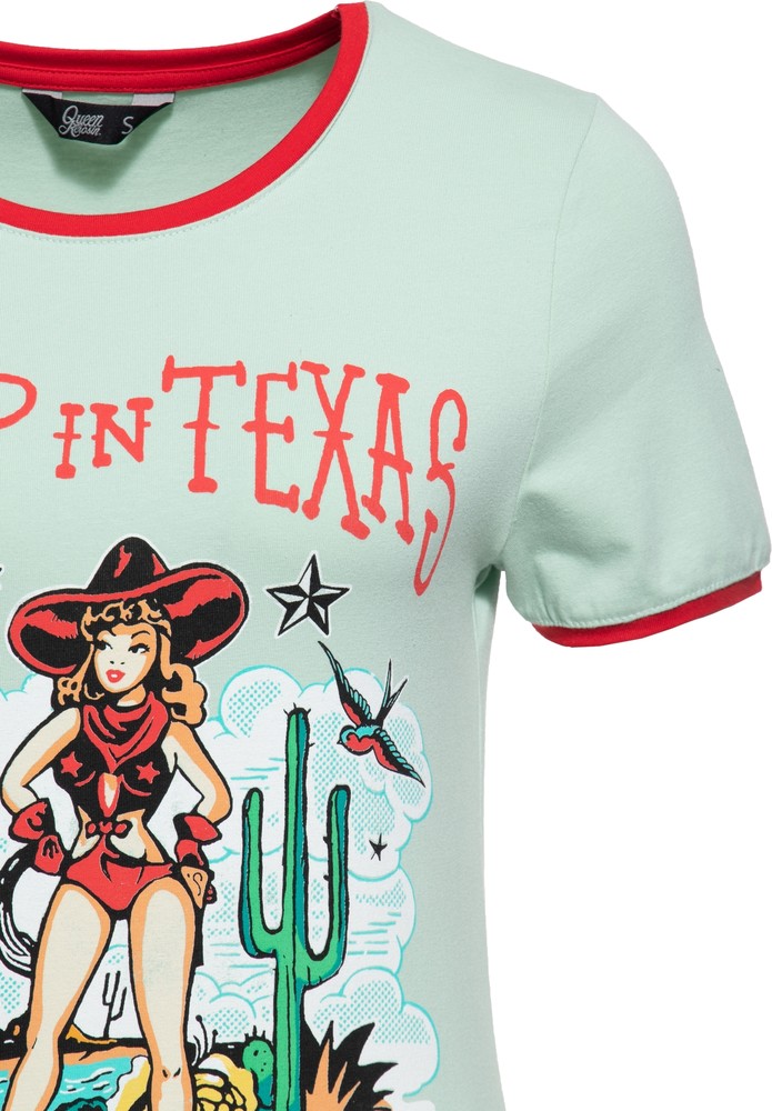 QueenKerosinDamenContrastT-ShirtDeepinTexas