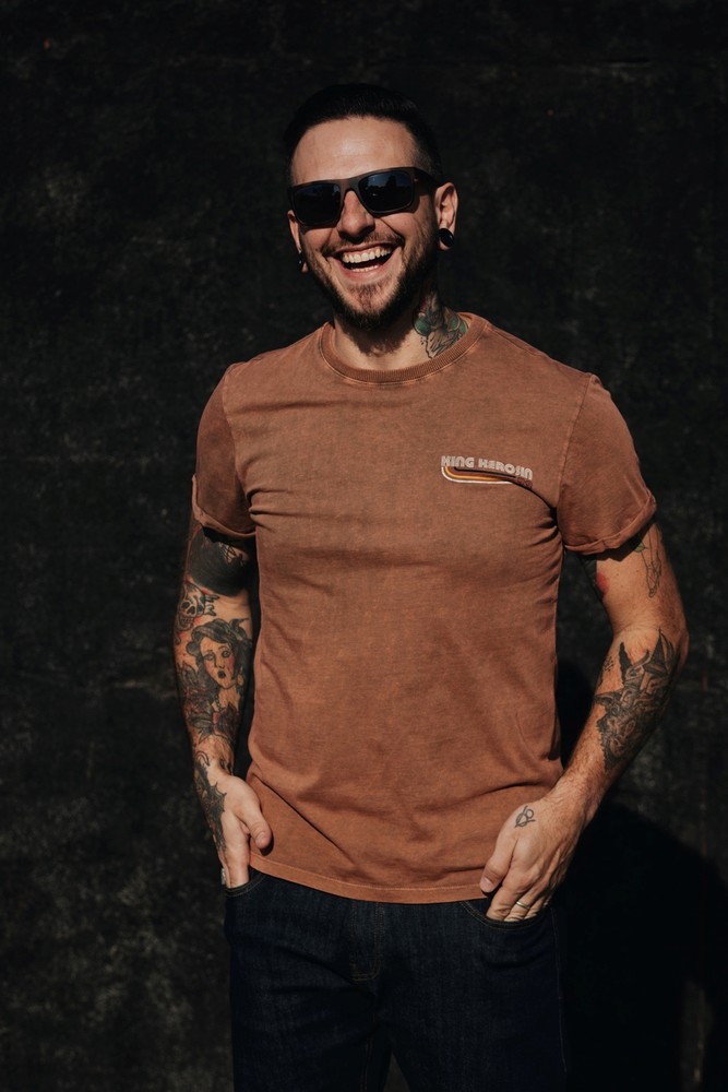 KingKerosinRoll-UpT-ShirtAcidWashmitBackprintKK4215352150Dunkelbraun