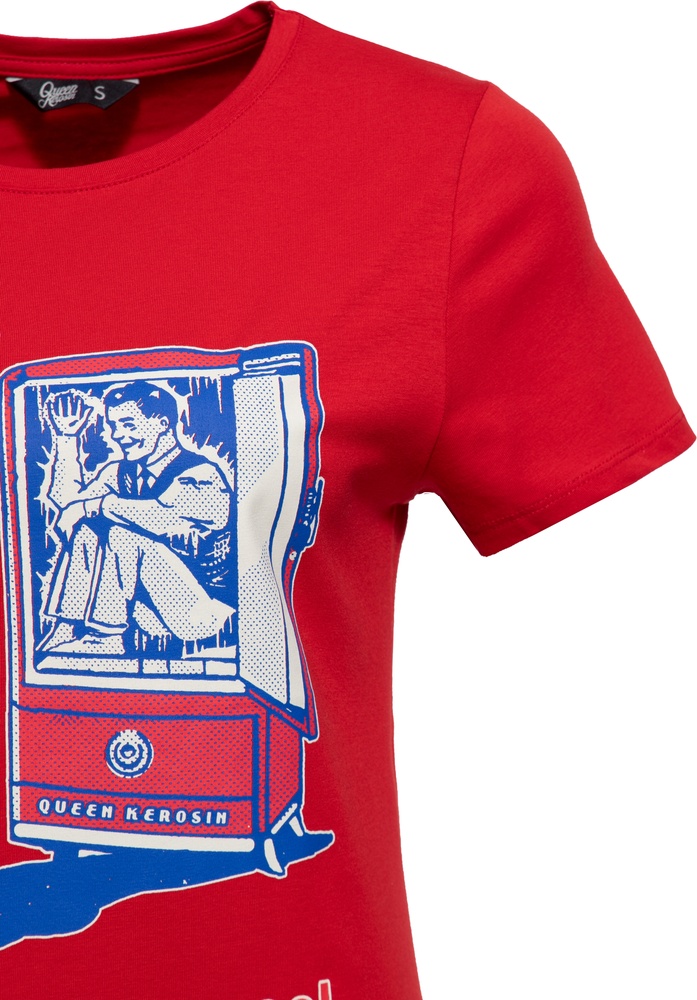 QueenKerosinDamenBasicT-ShirtCoolLoveQKU41010Red-XS