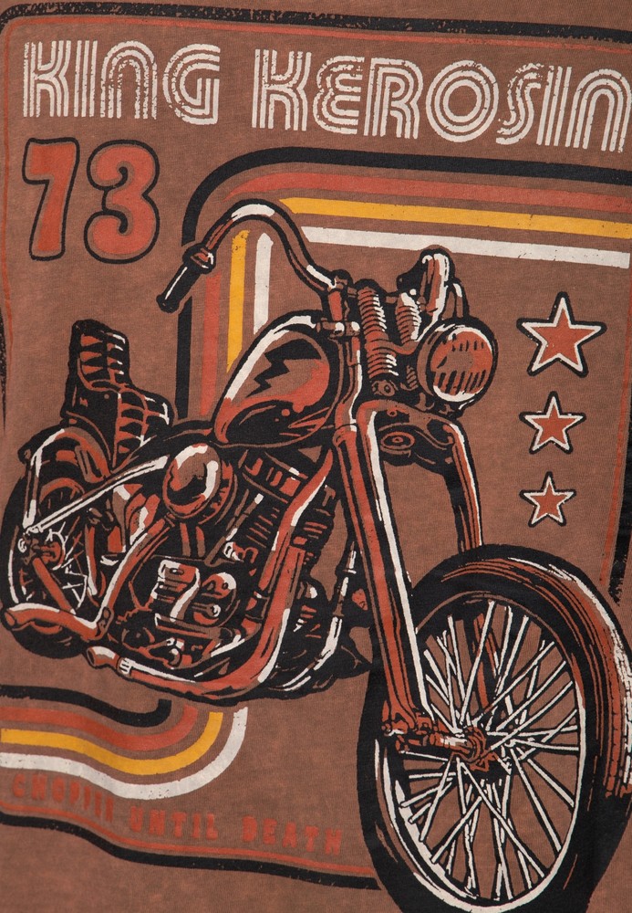 KingKerosinRoll-UpT-ShirtAcidWashmitBackprintKK4215352150Dunkelbraun