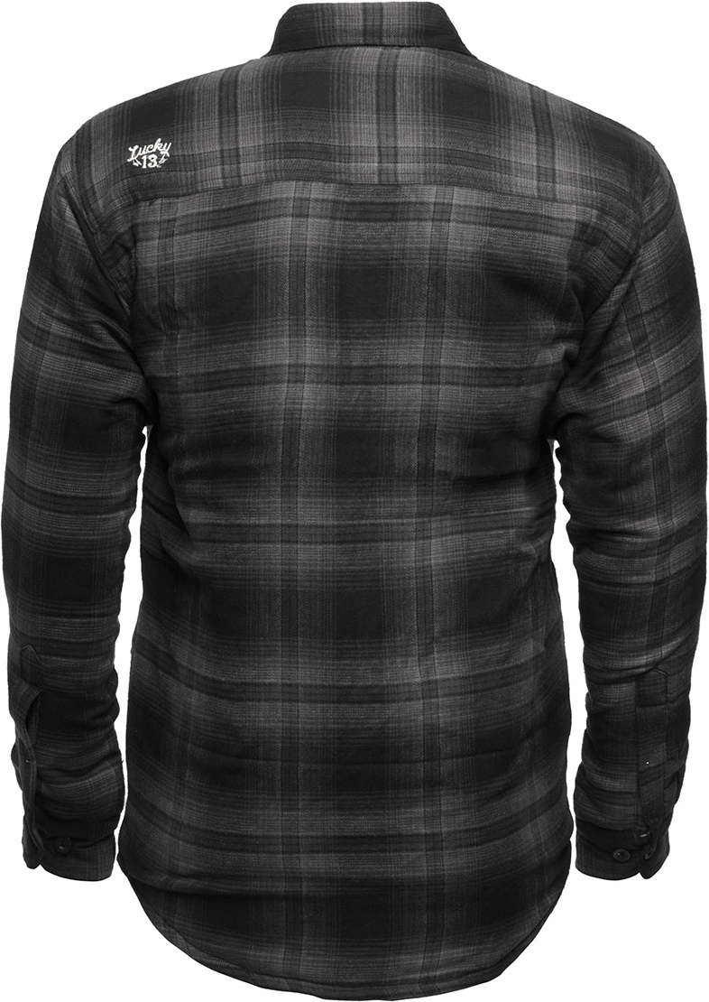 Lucky13HemdShockerLinedFlannelGreyBlack