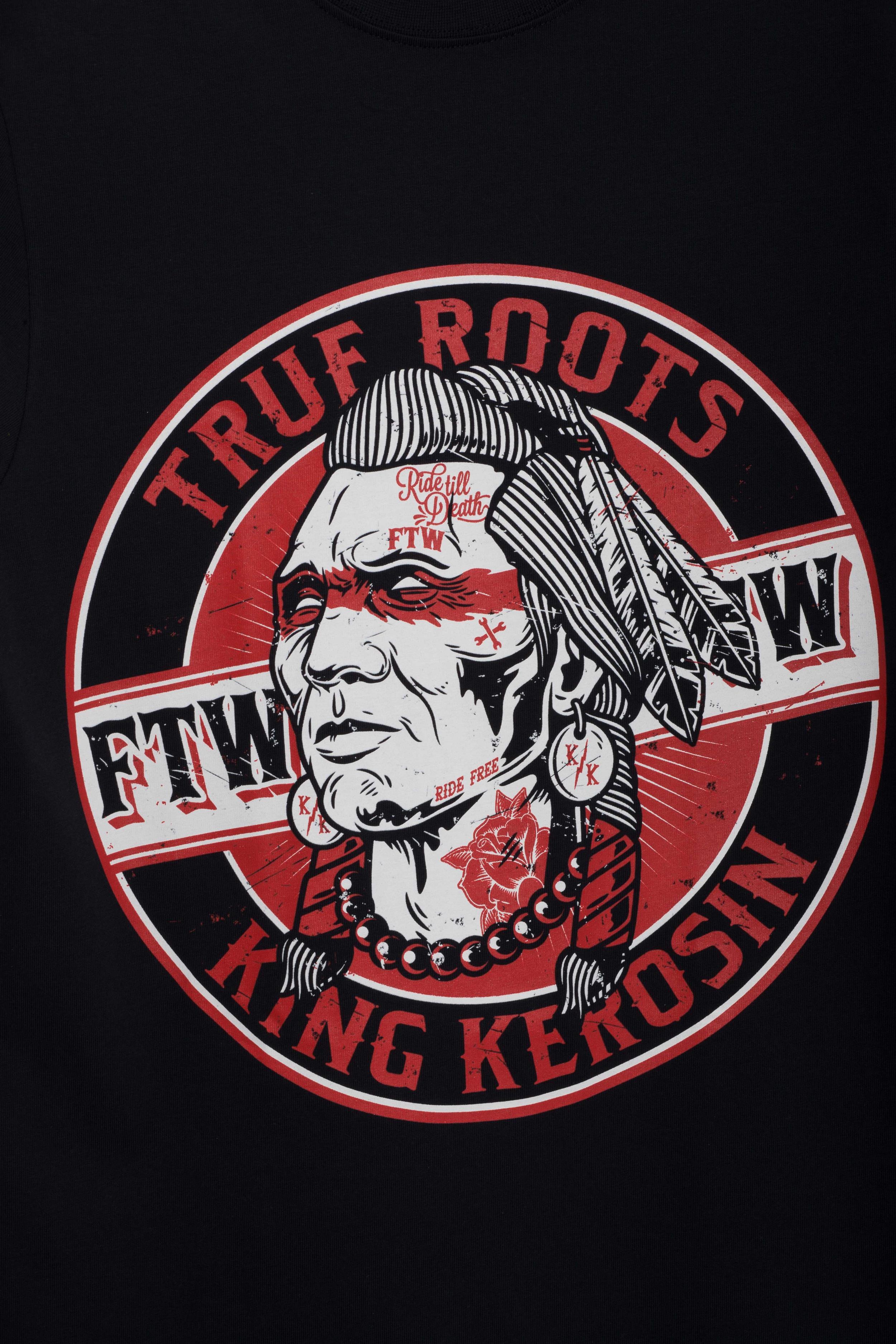 KingKerosinT-ShirtTrueRootsIndianBlack