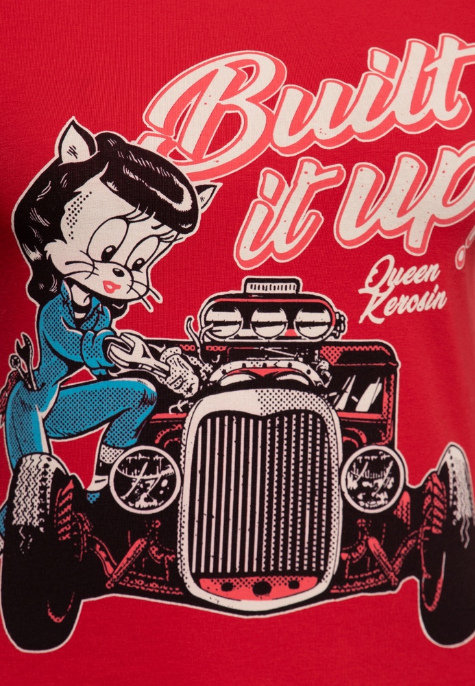 QueenKerosinDamenPrintT-ShirtBuiltItUpQKI31001Red-XS