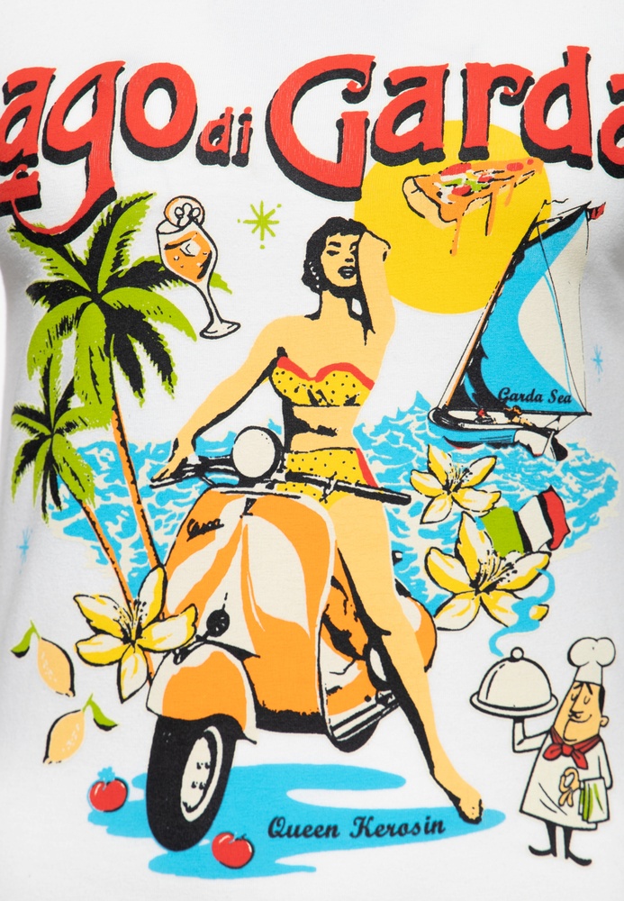 QueenKerosinDamenVintageContrastT-ShirtLagoDiGardaQKU41004