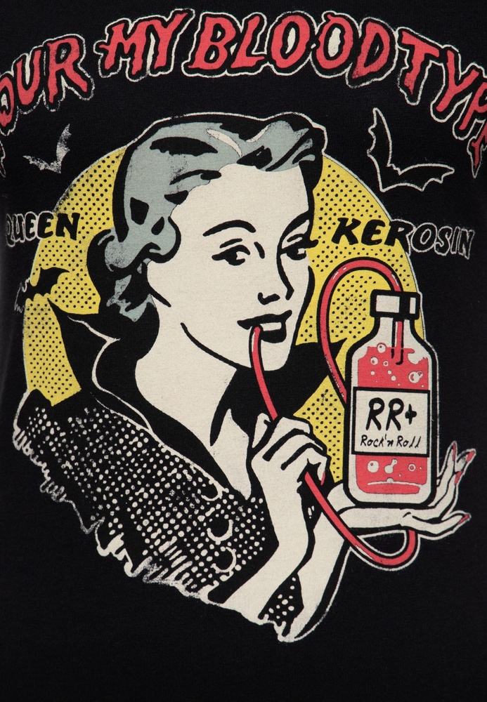 QueenKerosinDamenBasicT-ShirtYourMyBloodtypeQKI31003