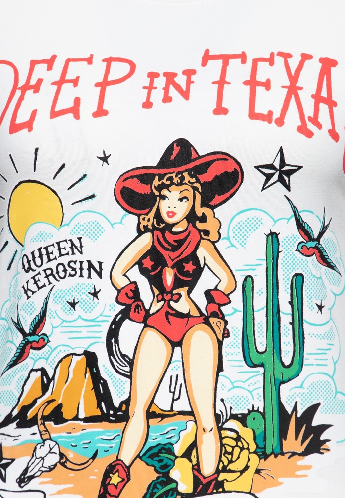 QueenKerosinDamenContrastT-ShirtDeepinTexas