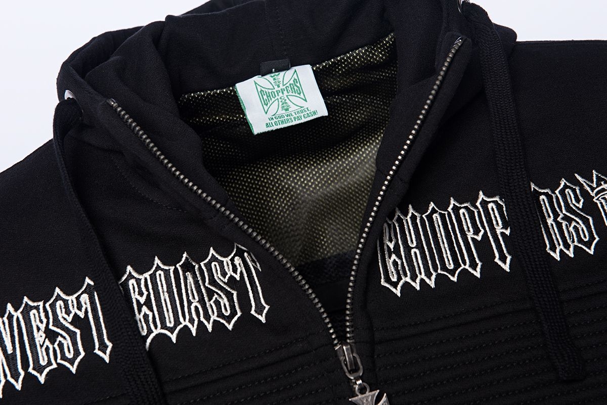 WCCWestCoastChoppersMotorradHoodieCFLRidingZipBlack