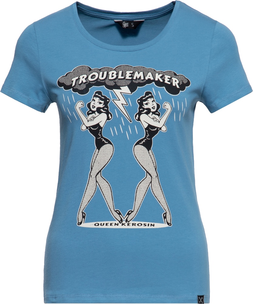 QueenKerosinDamenBasicT-ShirtTroubleMakerQKI31002
