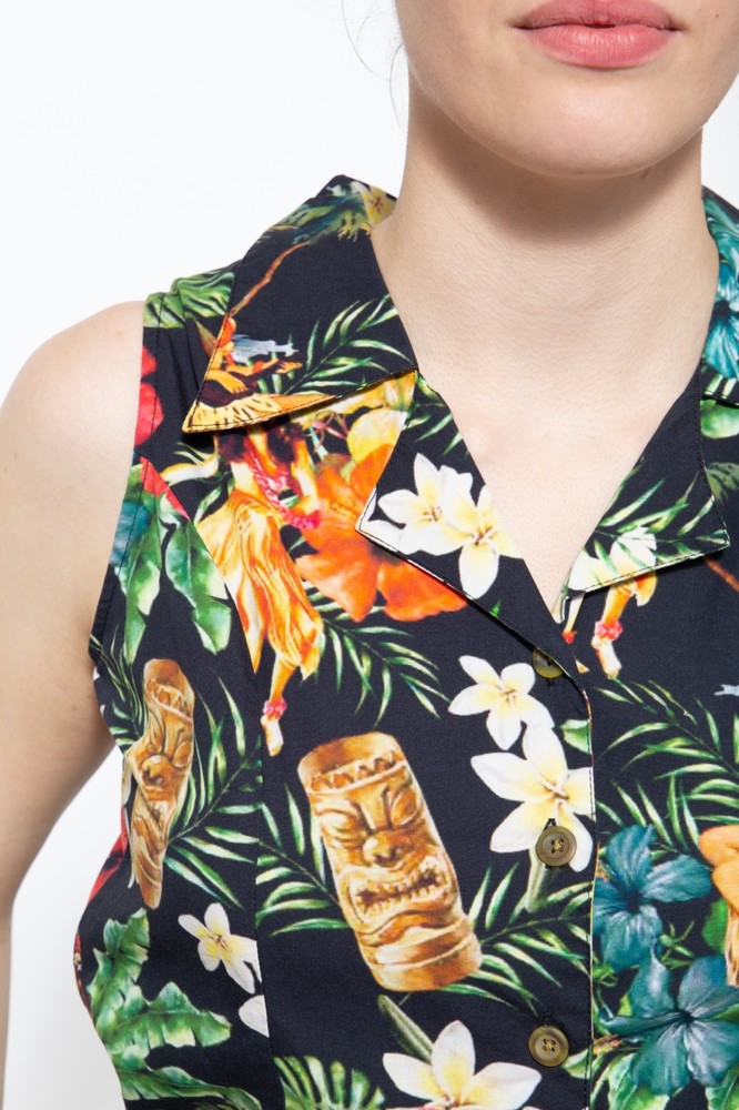 QueenKerosinVintageJumpsuitmittropischemAll-Over-MusterQK4201719147Schwarz