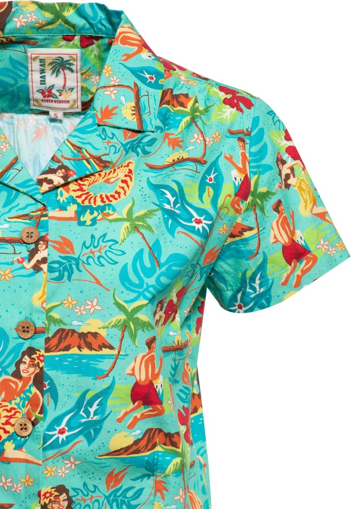 QueenKerosinDamenKurzarmBluse