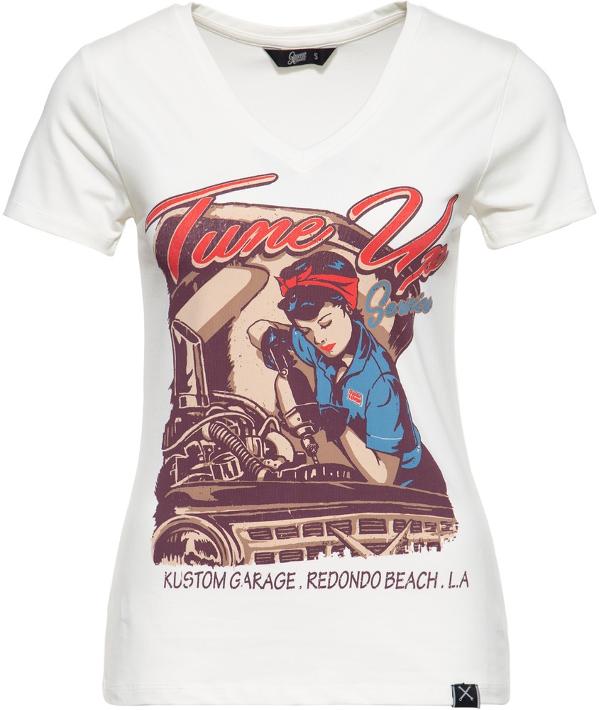 QueenKerosinKurzarmShirtmittrendigemV-AusschnittQK4195358075Offwhite