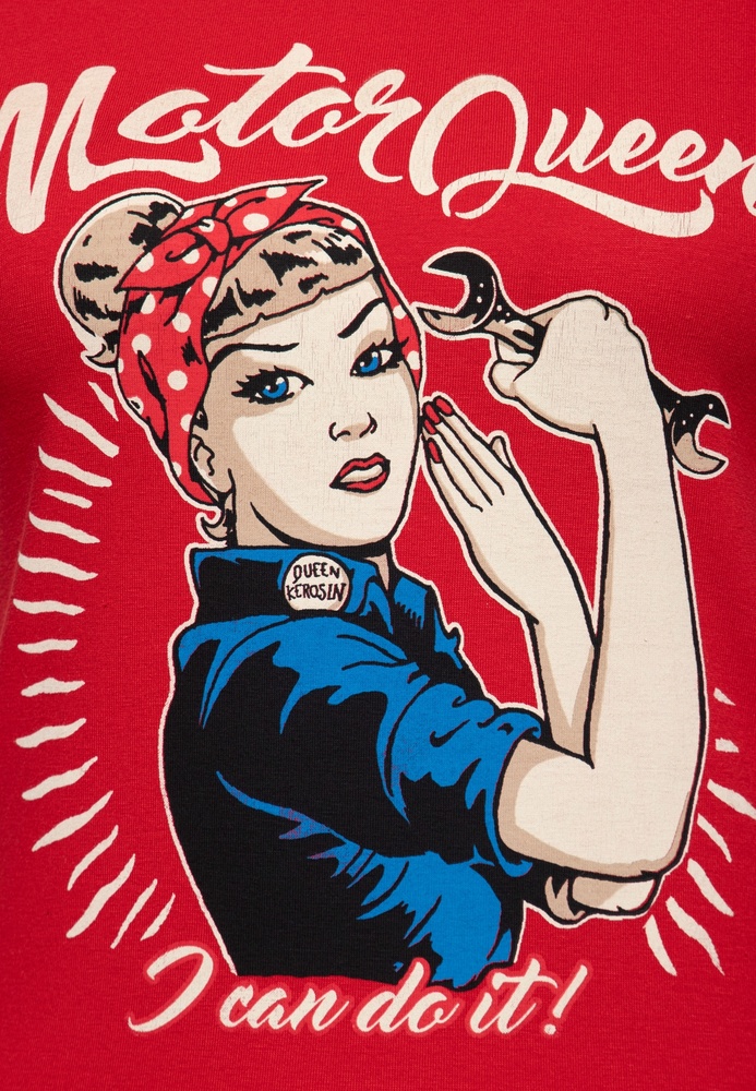QueenKerosinDamenPrintT-ShirtMotorQueenICanDoItQKI11002Red-XS