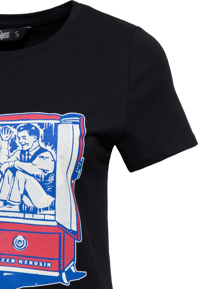 QueenKerosinDamenBasicT-ShirtCoolLoveQKU41010Black-XS