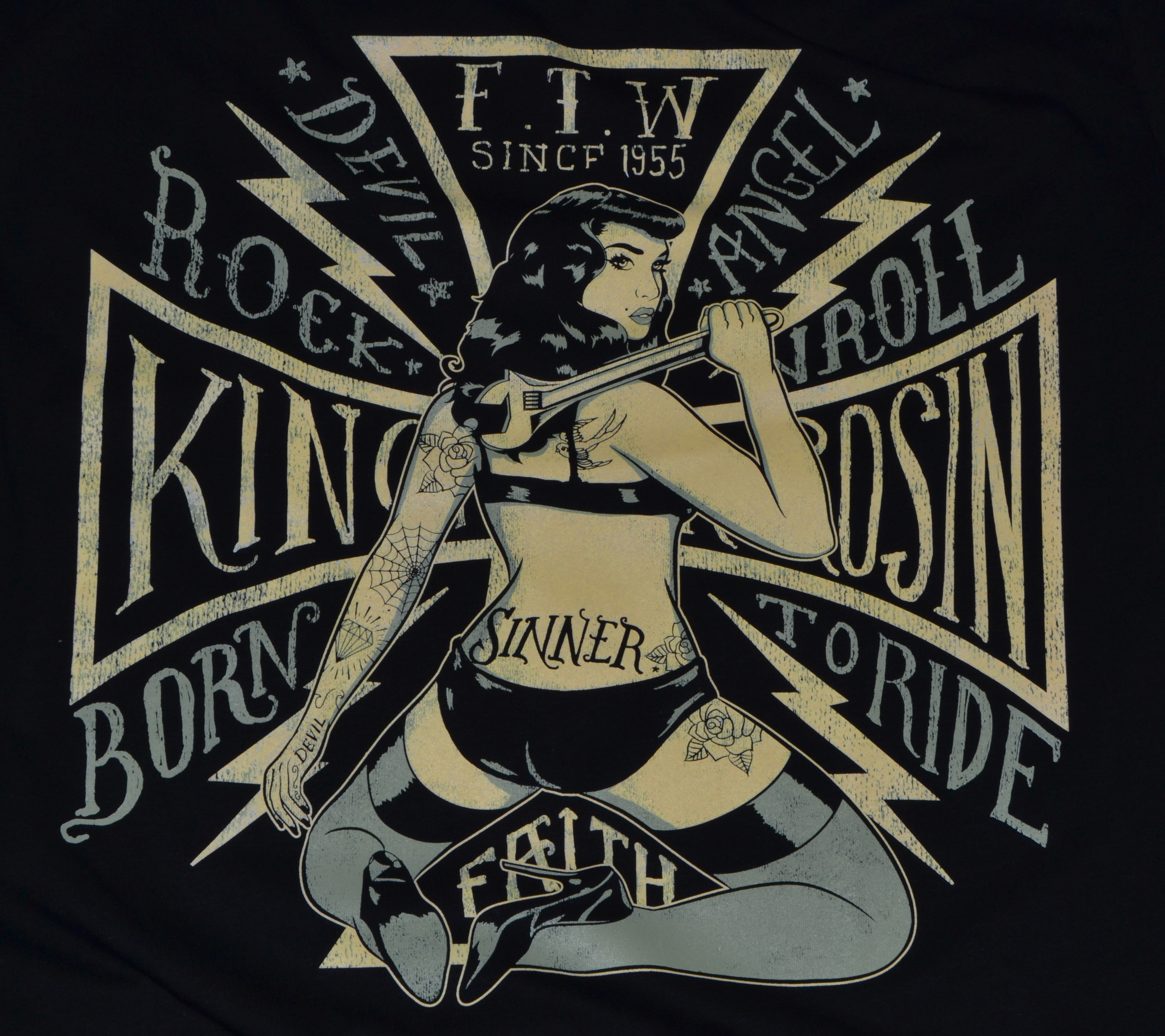 KingKerosinT-ShirtBornToRideBlack