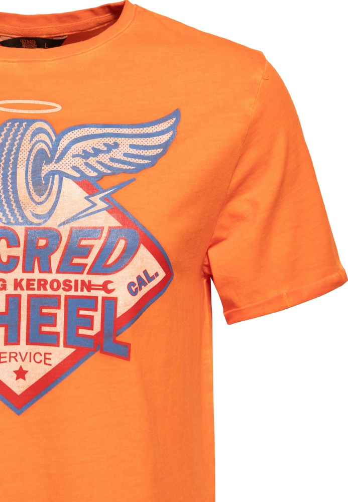 KingKerosinSacredWheelOilWashedT-ShirtOrange
