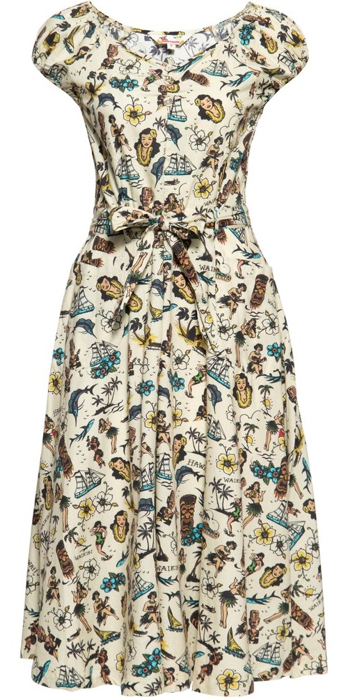 QueenKerosinDamenSwingKleidEcru