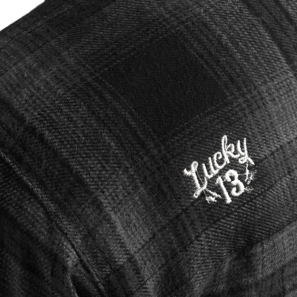 Lucky13HemdShockerLinedFlannelGreyBlack